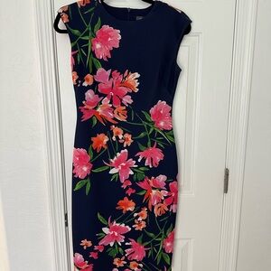 Vince Camuto Navy Dress with Pink Floral Design